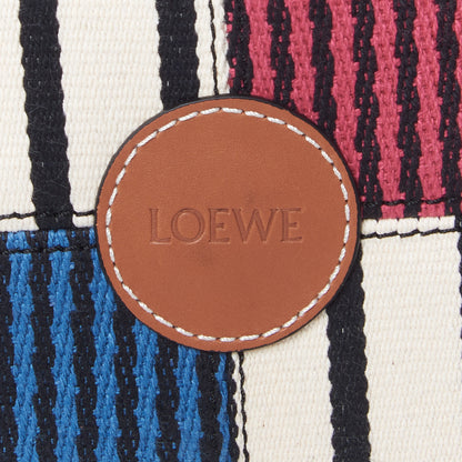 Loewe Canvas Calfskin Print Paulas Ibiza Stripes Cushion Tote Red White 8 of 9