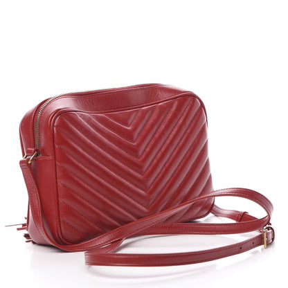 Saint Laurent Calfskin Matelasse Monogram Lou Camera Bag Red 3 of 13