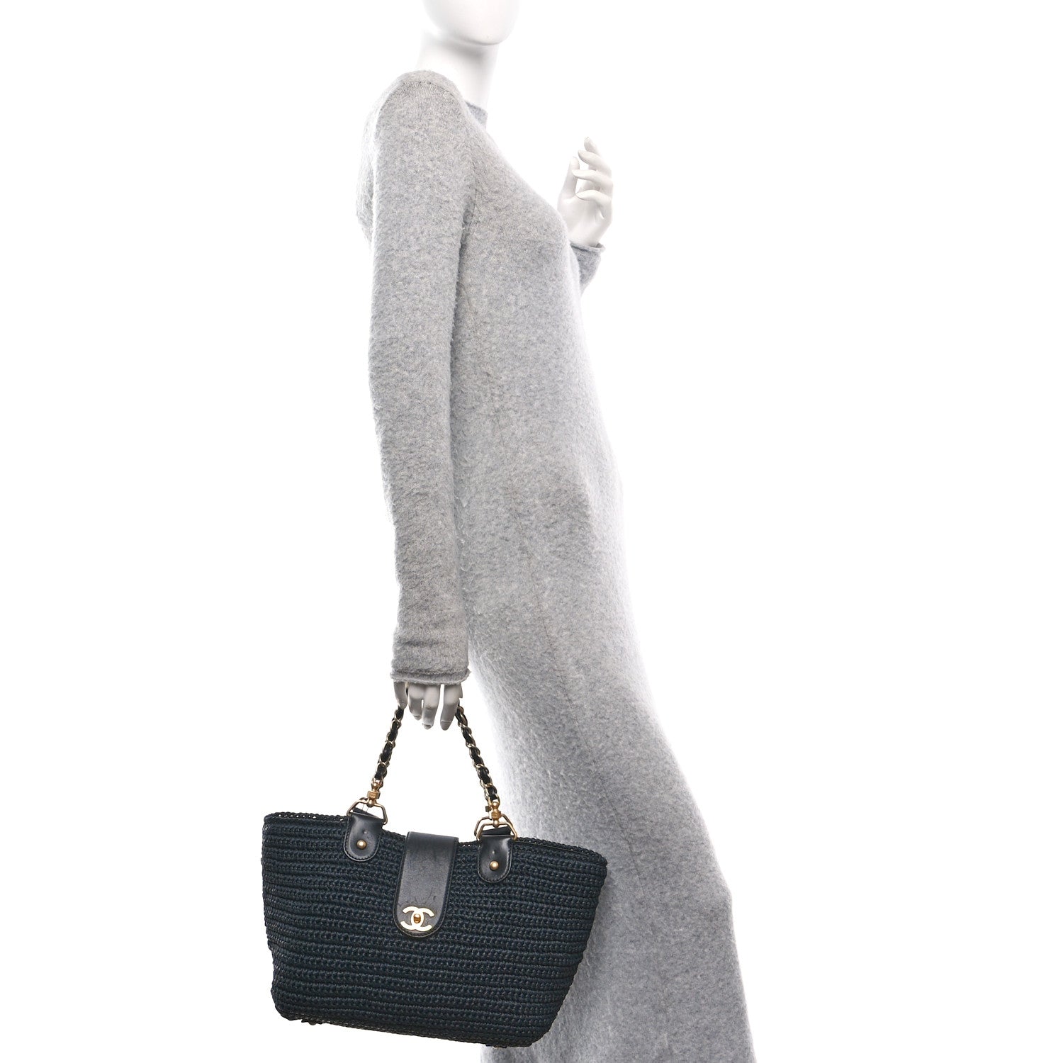 Chanel Straw Raffia Tote Black 2 of 11