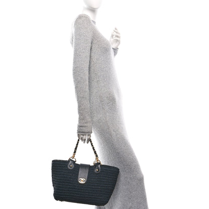 Chanel Straw Raffia Tote Black 2 of 11