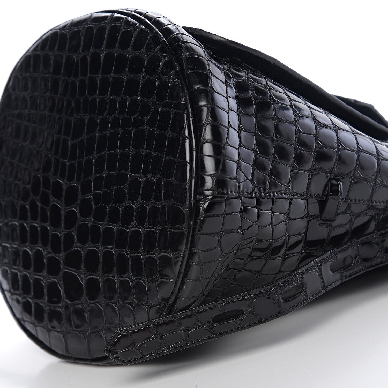 Tom Ford Calfskin Crocodile Embossed Bucket Bag Black 8 of 8
