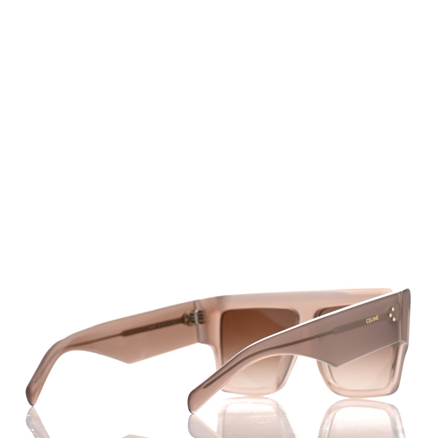 Celine Acetate Flat Top Rectangular Sunglasses CL40092I Shiny Milky Hazelnut 4 of 6