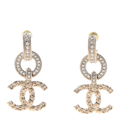 Chanel Crystal CC Drop Earrings Gold 1 of 4