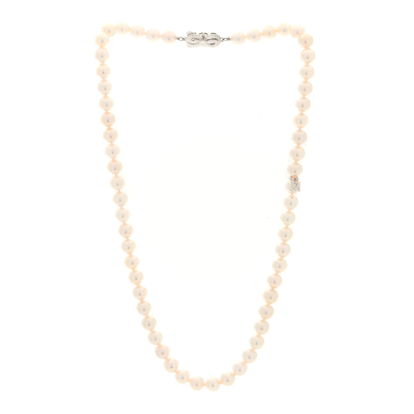 18K White Gold Akoya Cultured Pearl 7-7.5mm Strand Necklace 18"