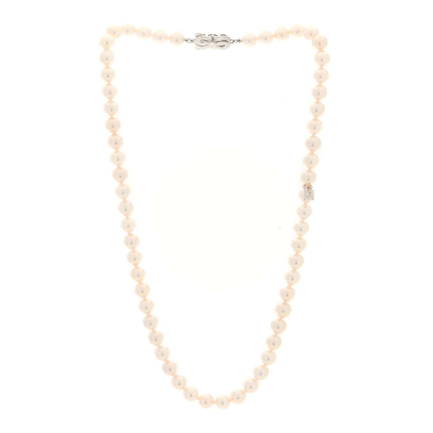 Mikimoto 18K White Gold Akoya Cultured Pearl 7-7.5mm Strand Necklace 18" 3 of 5