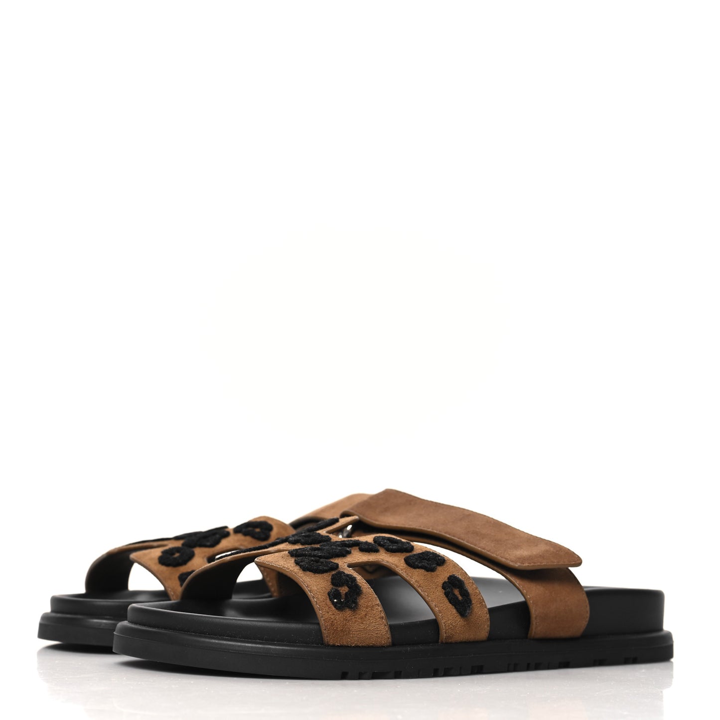 Suede Goatskin Womens Chypre Sandals 37 Brun Fume Black