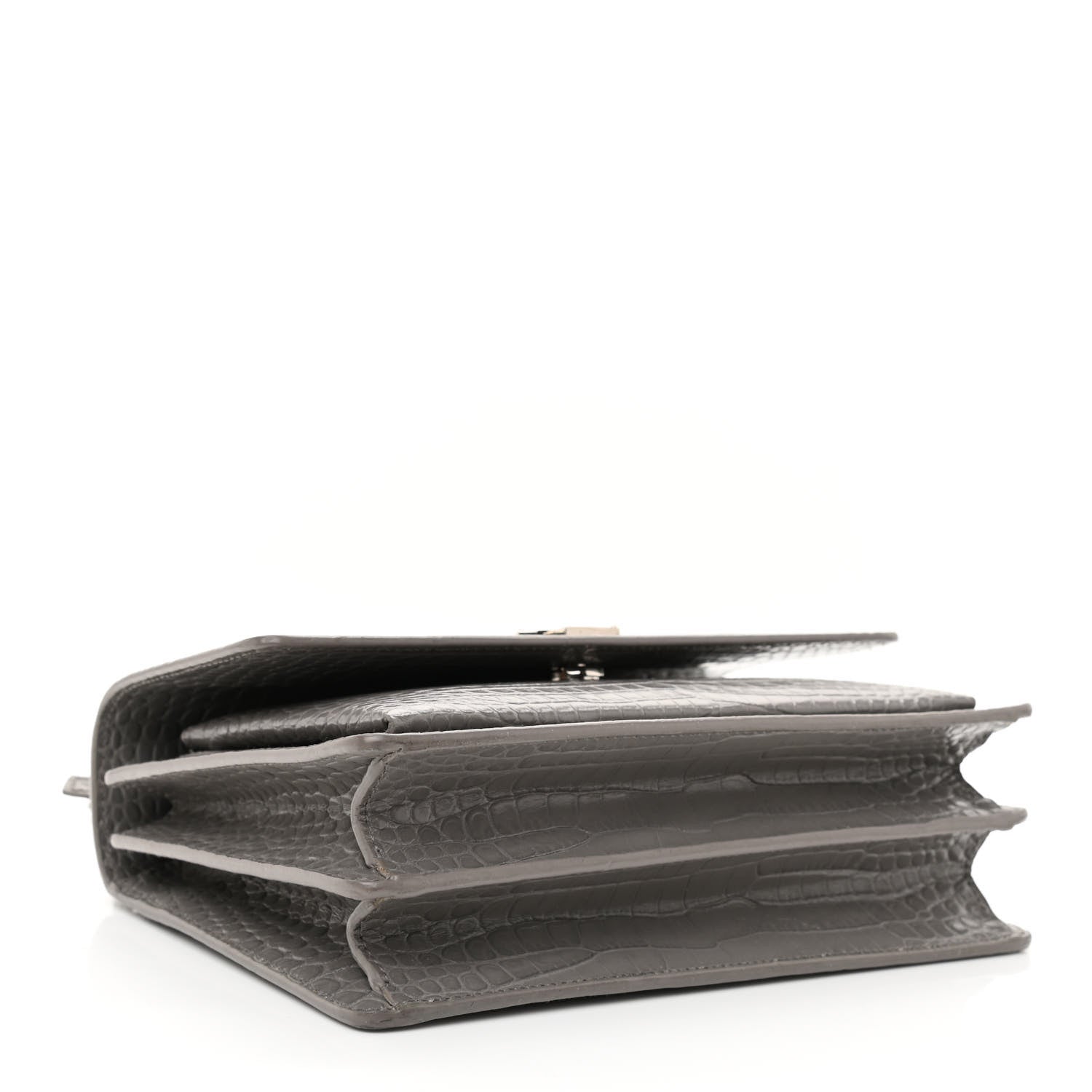 Saint Laurent Calfskin Crocodile Embossed Medium Monogram Sunset Fog 5 of 12
