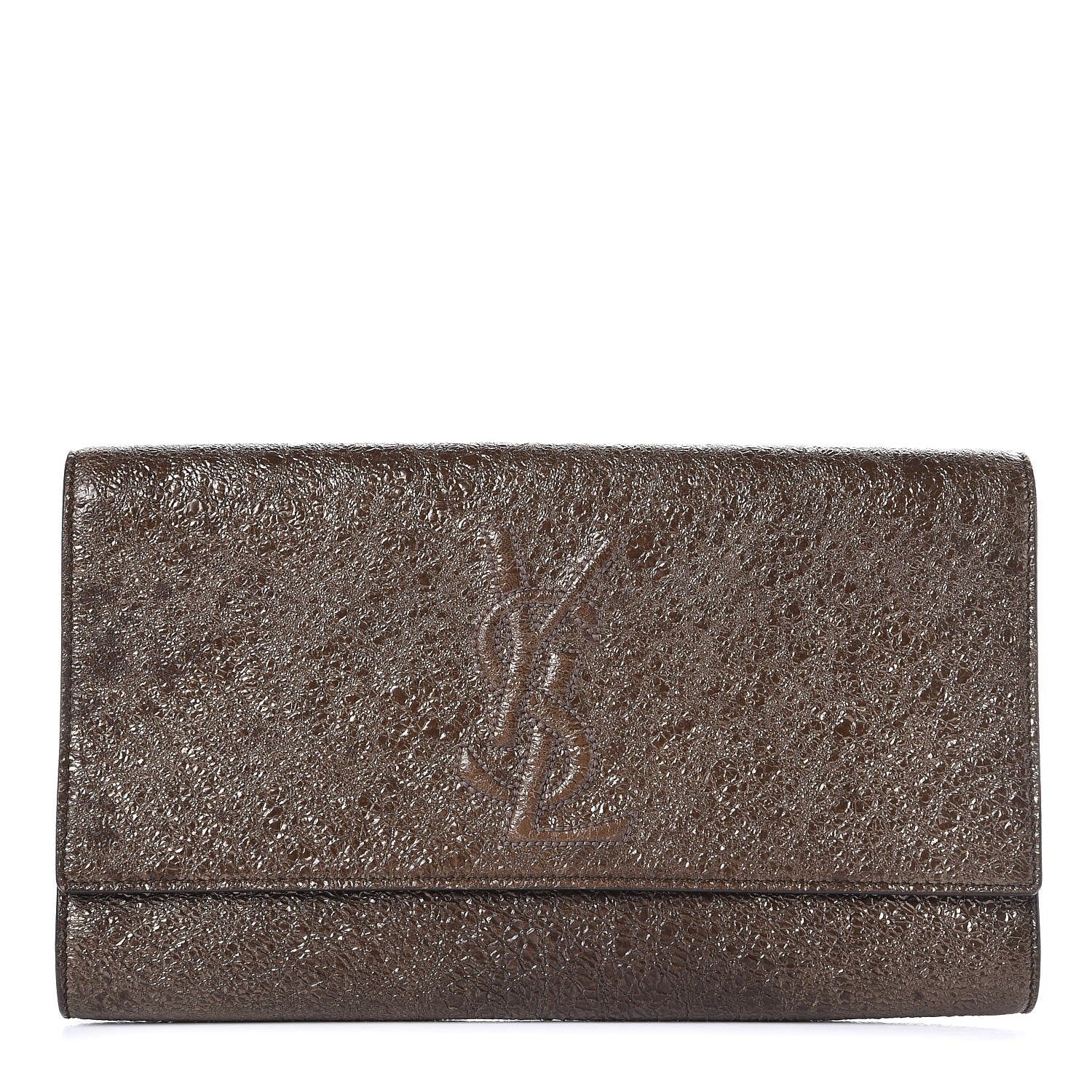 Saint Laurent Metallic Crackled Calfskin Large Belle De Jour Clutch Bronze 1 of 8