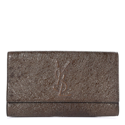 Saint Laurent Metallic Crackled Calfskin Large Belle De Jour Clutch Bronze 1 of 8