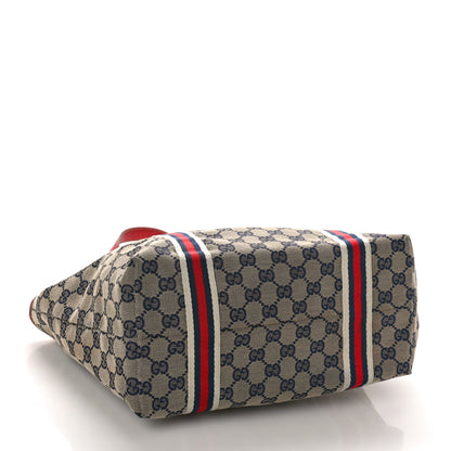 Gucci Monogram Medium Jolicoeur Tote Navy Red 4 of 14