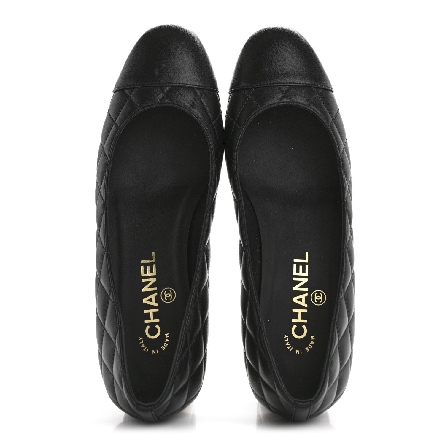 Chanel Lambskin Quilted CC Cap Toe Low Heel Pumps 38 Black 2 of 10