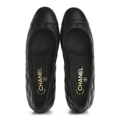 Chanel Lambskin Quilted CC Cap Toe Low Heel Pumps 38 Black 2 of 10
