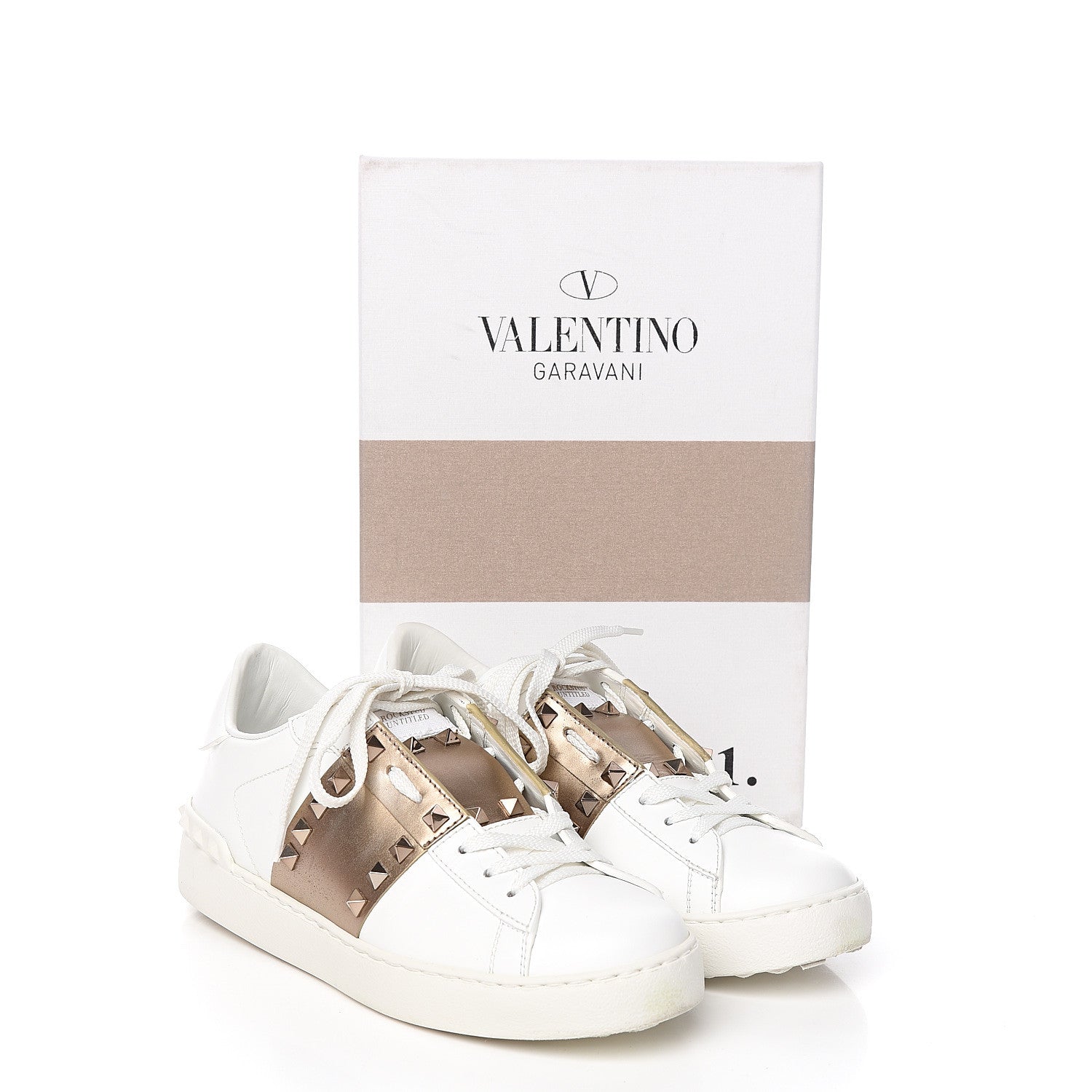 Valentino Garavani Calfskin Rockstud Untitled Open Sneakers 37 White Pewter 16 of 18