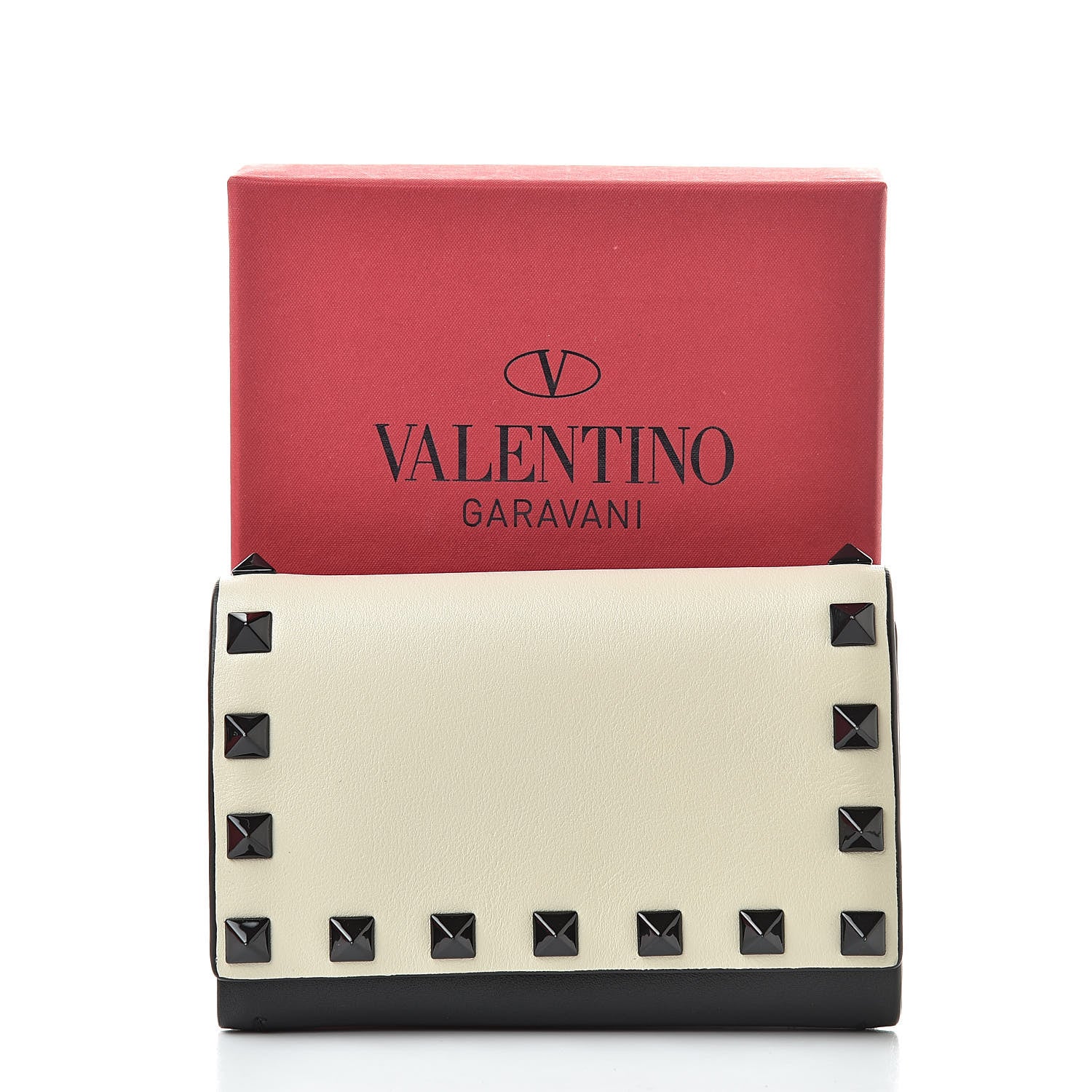 Valentino Garavani Nappa Rockstud Bi-Fold Card Holder Ivory Black 9 of 9