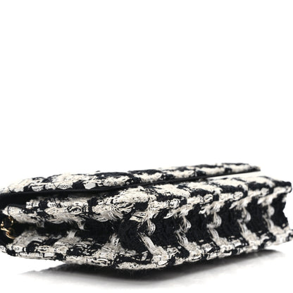 Chanel Tweed Quilted Wallet On Chain WOC Black Ecru White 8 of 10