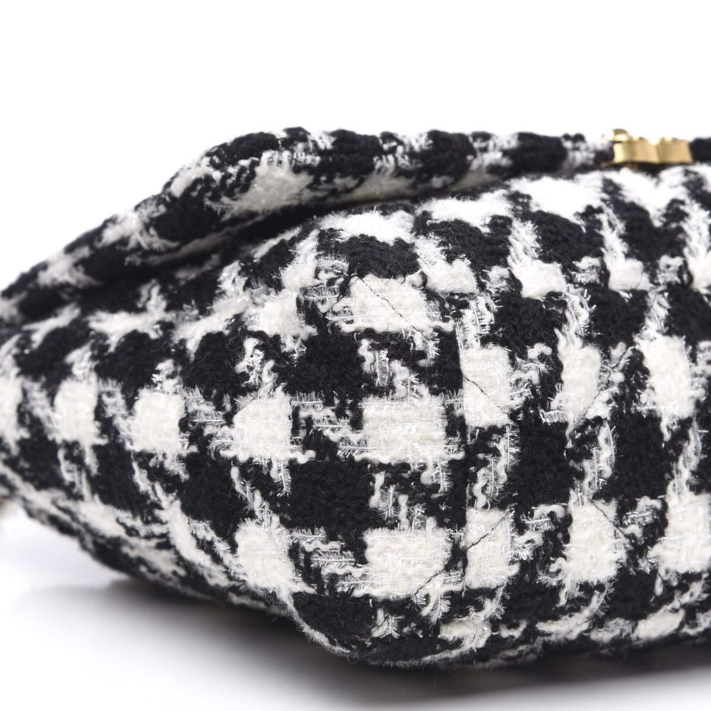 Tweed Quilted Maxi 19 Flap Black Ecru White