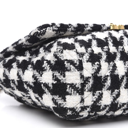 Chanel Tweed Quilted Maxi 19 Flap Black Ecru White 8 of 10