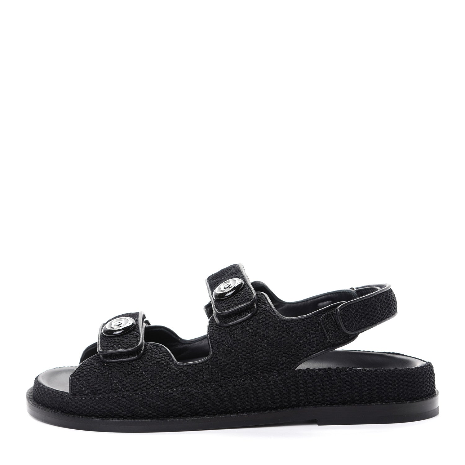Chanel Fabric Velcro Dad Sandals 40 Black 1 of 11