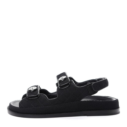 Chanel Fabric Velcro Dad Sandals 40 Black 1 of 11