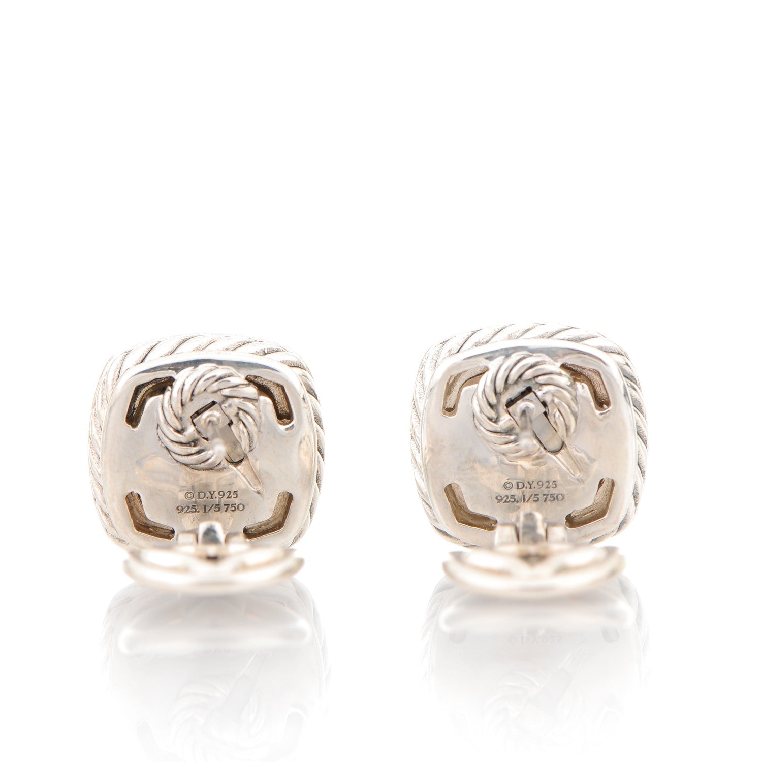 David Yurman Sterling Silver Pave Diamond 18K Yellow Gold 11mm Albion Earrings 3 of 4