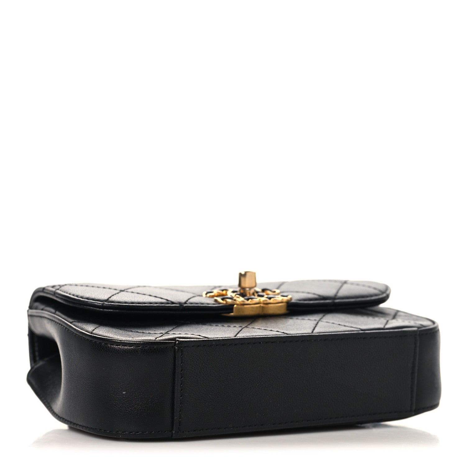 Chanel Lambskin Quilted Chain Infinity Waist Belt Bag Black 4 of 10