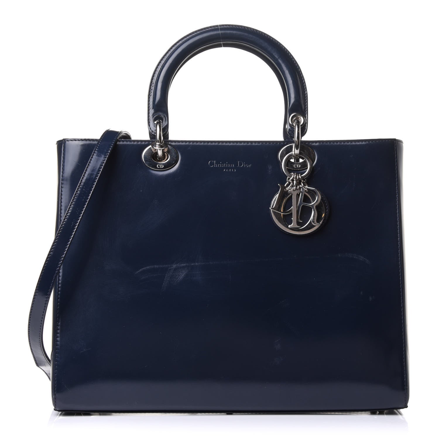 Christian Dior Glazed Calfskin Large Lady Dior Dark Blue 1 of 14