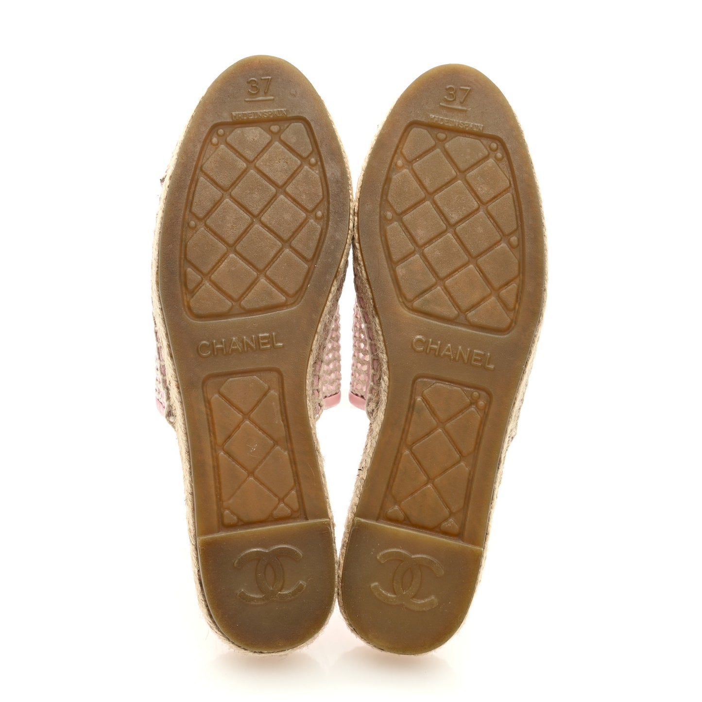 Mesh Grosgrain CC Espadrilles Mule 37 Pink