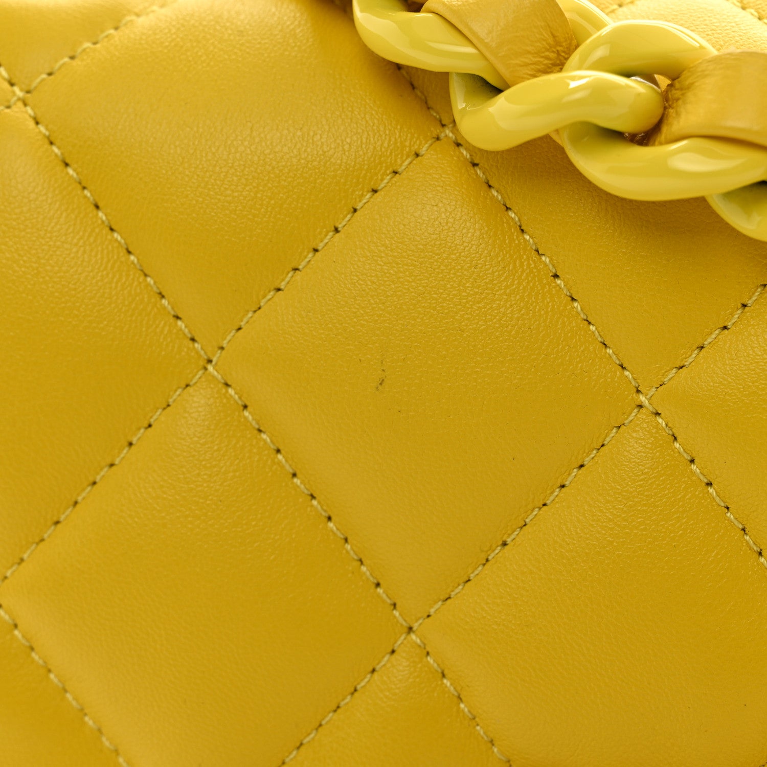 Chanel Lambskin Quilted Mini Lacquered Chain Flap Yellow 11 of 11