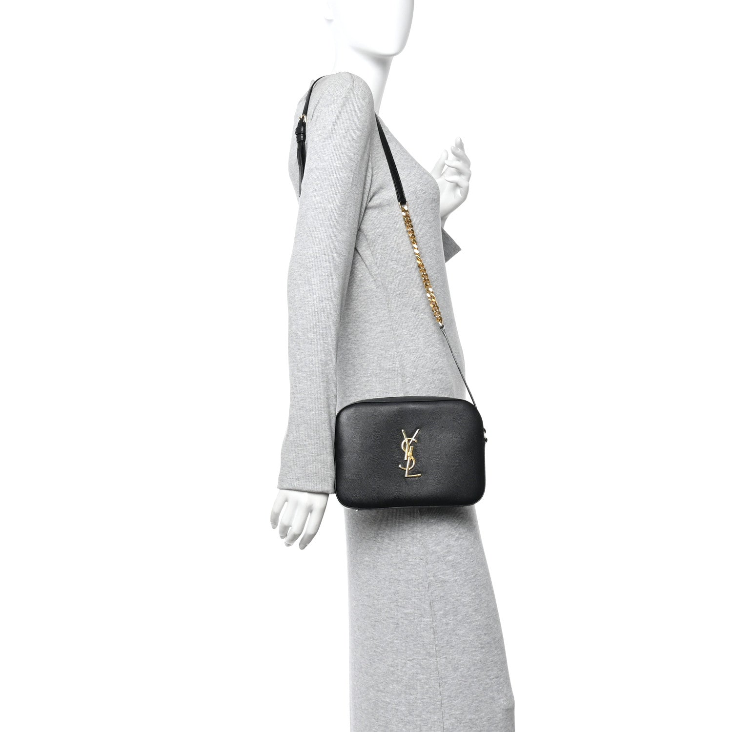 Saint Laurent Grain De Poudre Medium Classic Monogram Camera Bag Black 2 of 13