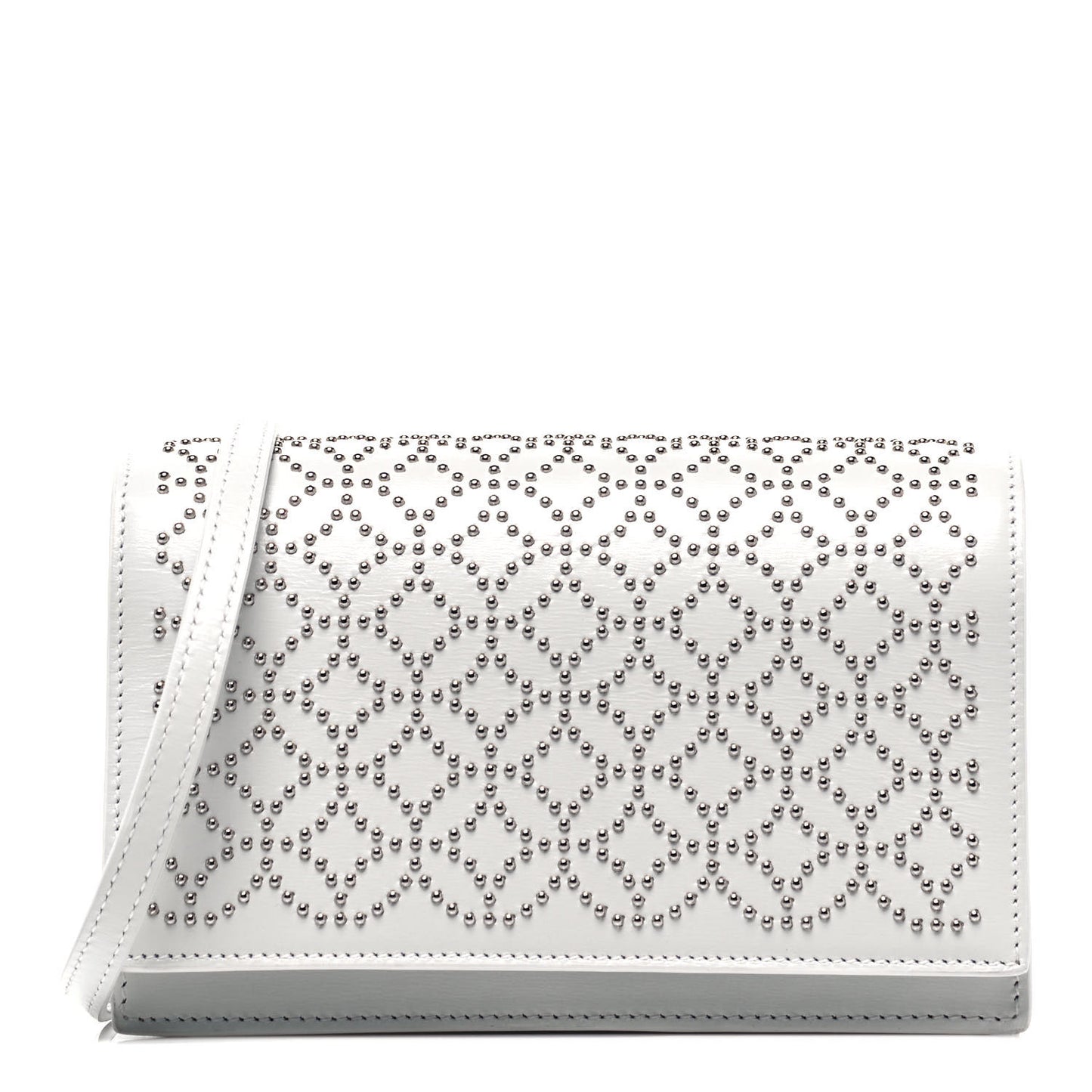 Calfskin Arabesque Studded Franca Crossbody Blanc Optique