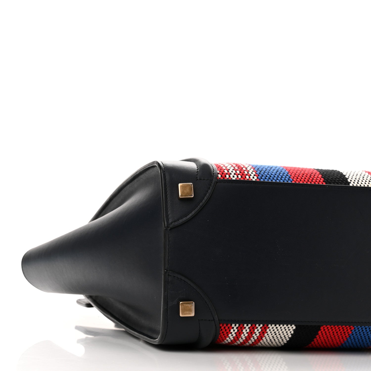 Celine Smooth Calfskin Striped Canvas Micro Luggage Navy Blue 8 of 9