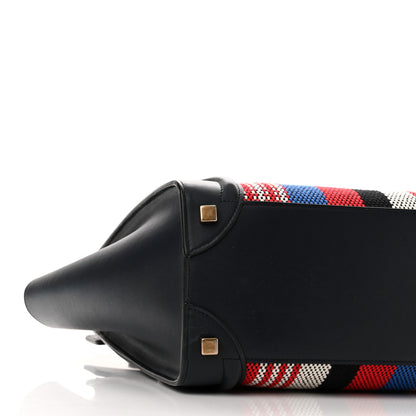 Celine Smooth Calfskin Striped Canvas Micro Luggage Navy Blue 8 of 9