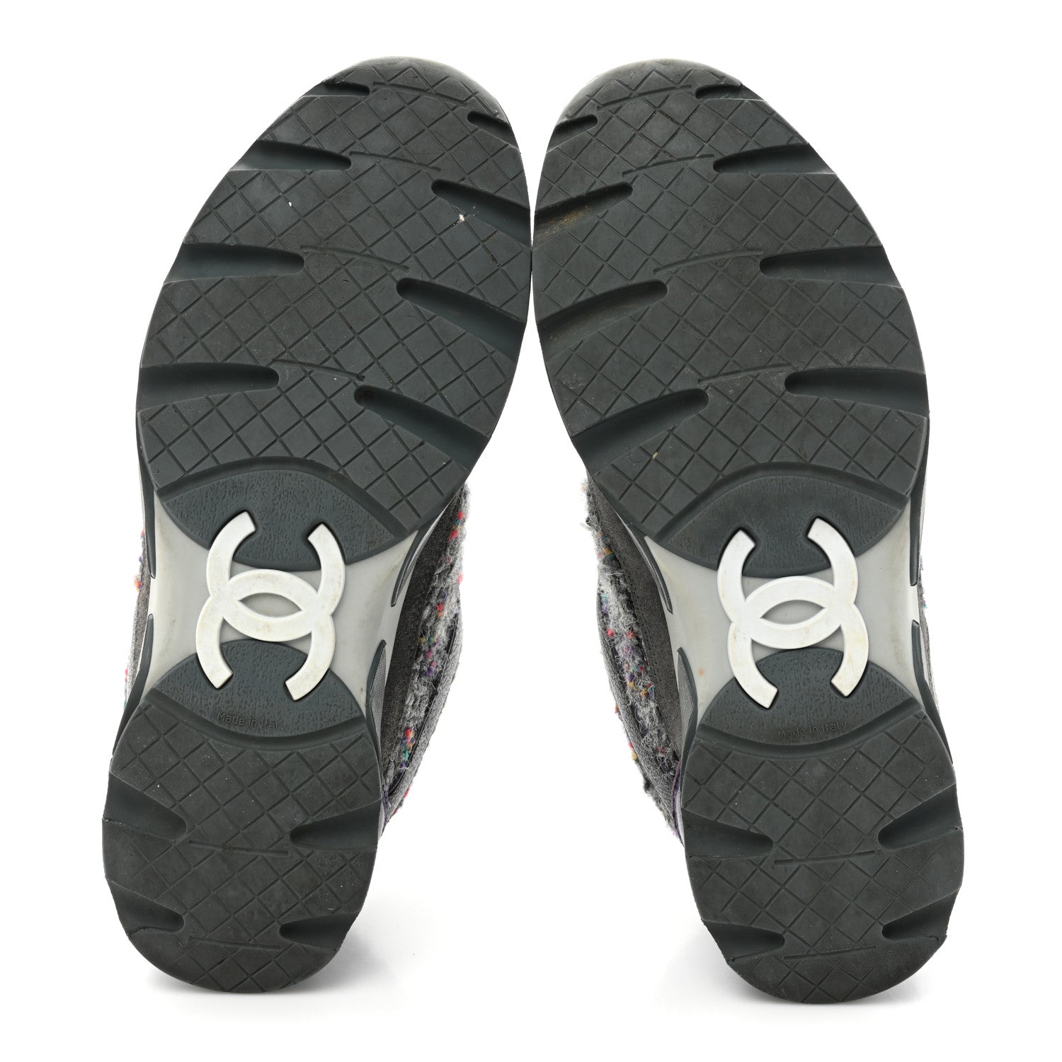 Chanel Suede Tweed Goatskin CC Sneakers 36 Grey Purple 6 of 9