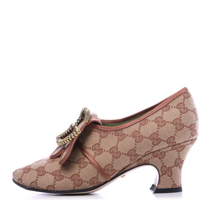 Gucci Monogram Vintage Effect Double G Pumps 37 Beige Ruggine 2 of 17