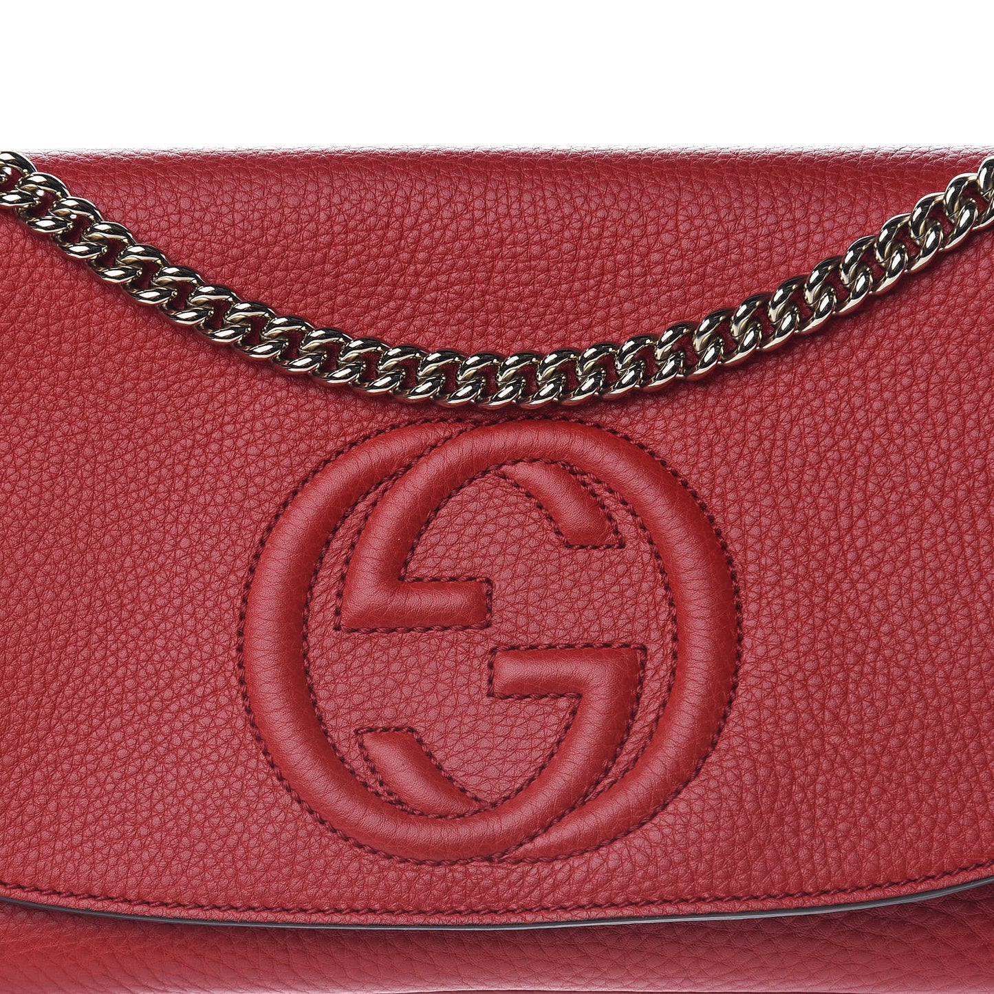 Pebbled Calfskin Medium Soho Flap Crossbody Red