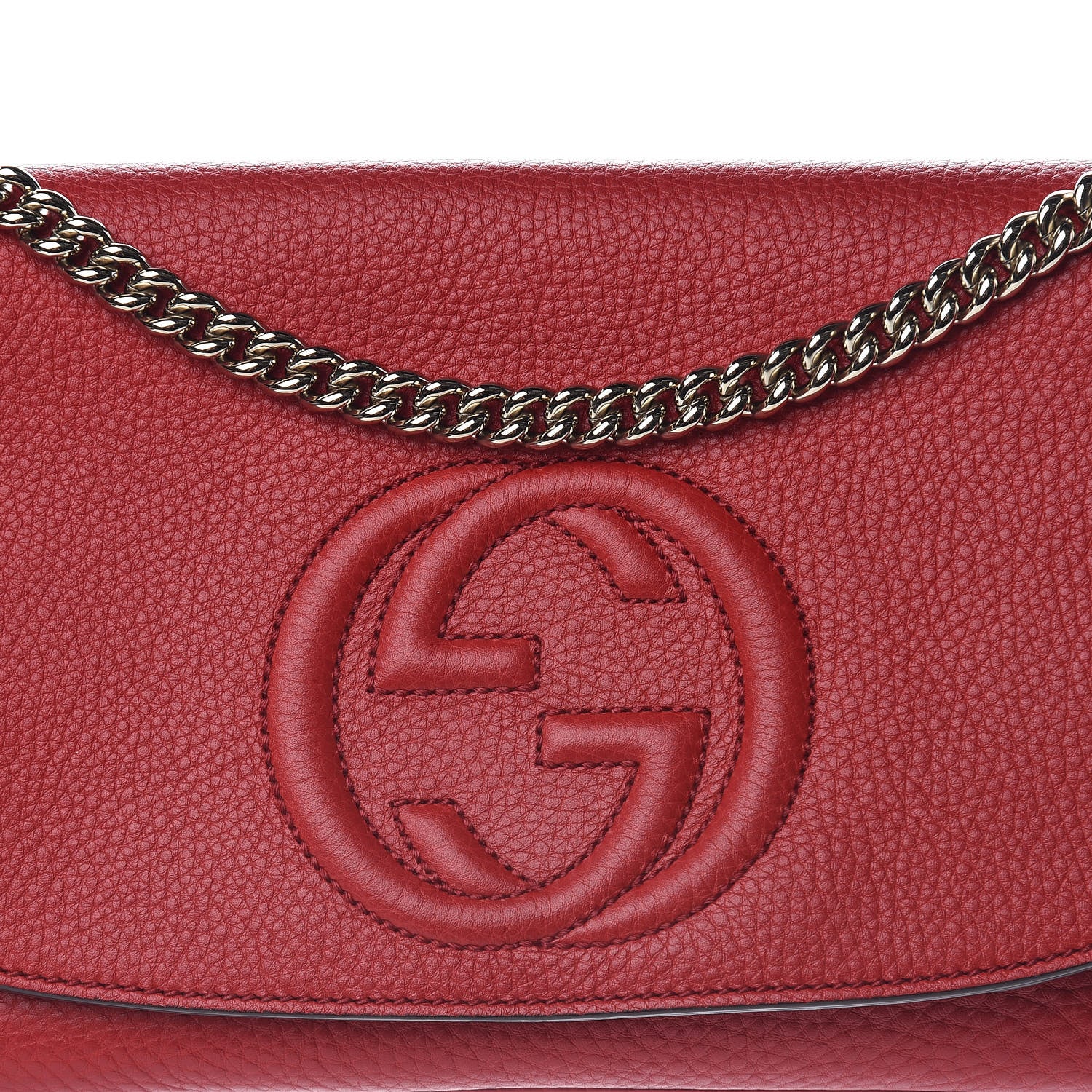 Gucci Pebbled Calfskin Medium Soho Flap Crossbody Red 8 of 11