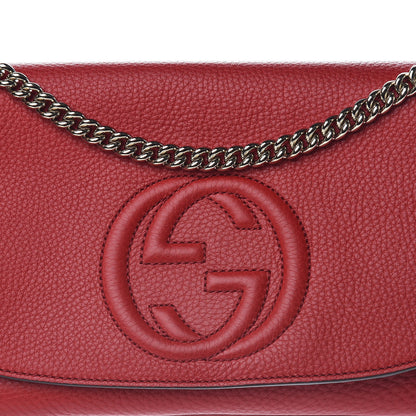 Gucci Pebbled Calfskin Medium Soho Flap Crossbody Red 8 of 11
