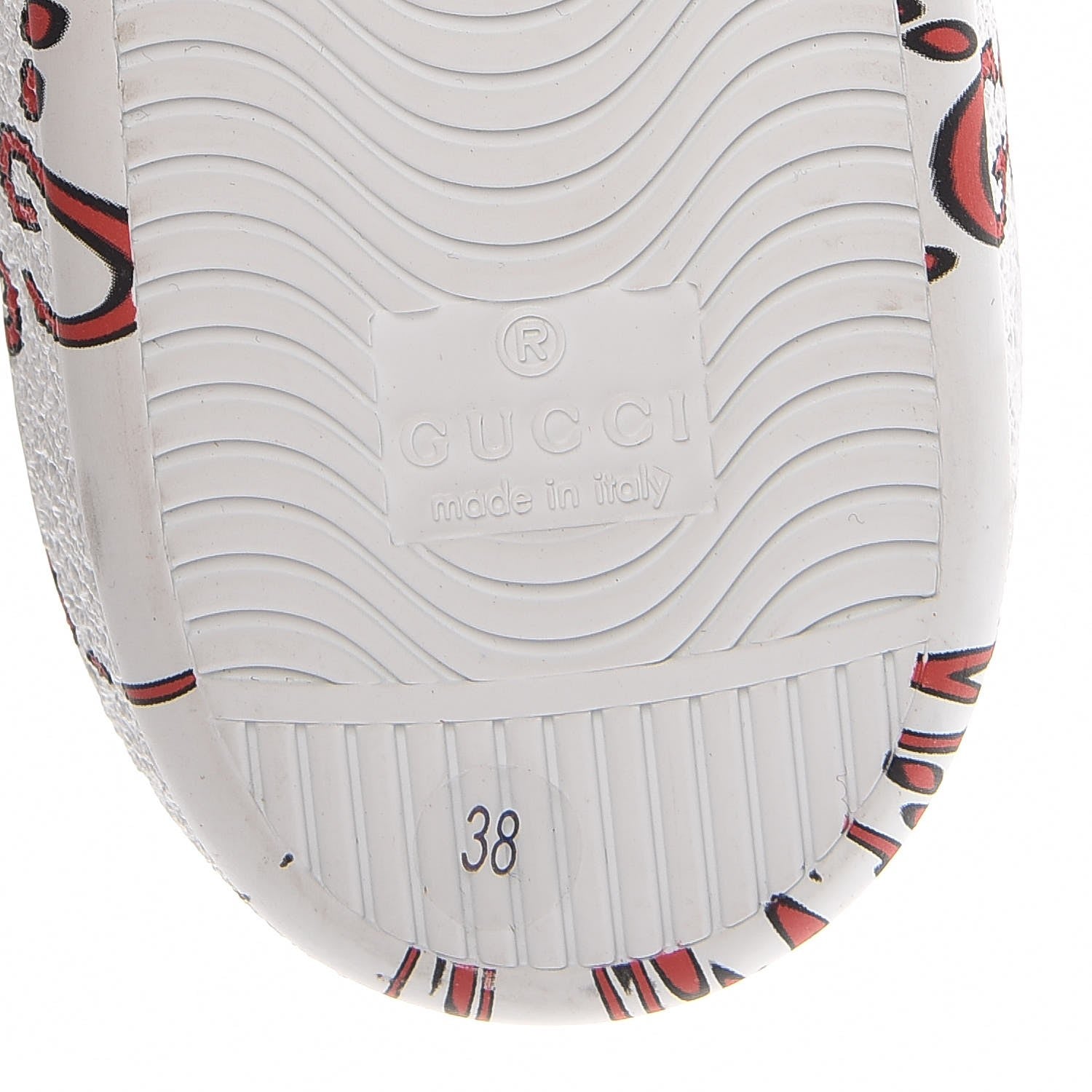 Gucci Calfskin GucciGhost Print Womens Ace Sneakers 38 White Hibiscus Red 5 of 9