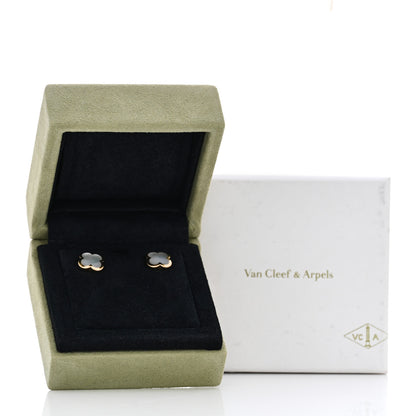 Van Cleef & Arpels 18K Yellow Gold Mother of Pearl Pure Alhambra Earrings 5 of 5