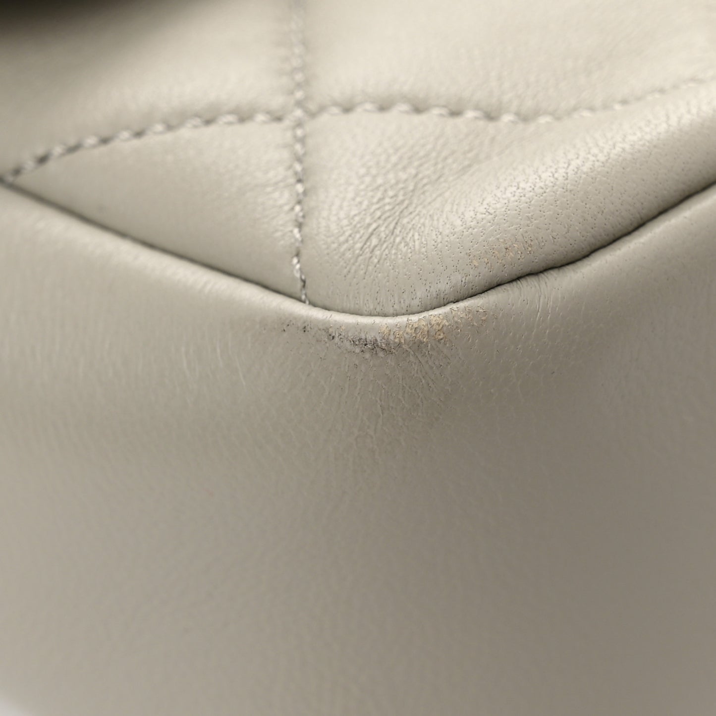 Lambskin Quilted Resin Bi-Color Chain Flap Bag Grey