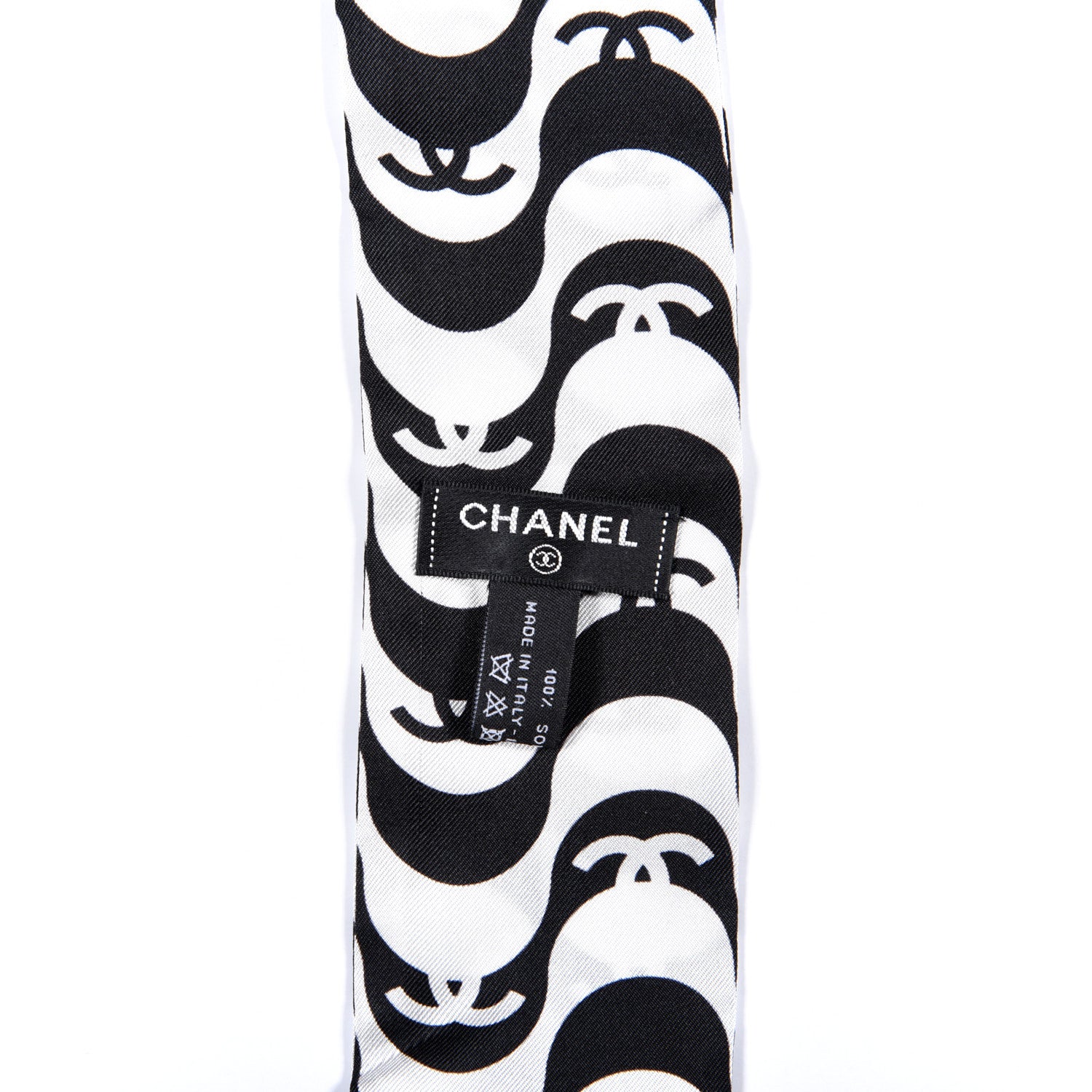 Chanel Silk CC Slim Bandeau Scarf Black White 3 of 4