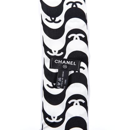 Chanel Silk CC Slim Bandeau Scarf Black White 3 of 4