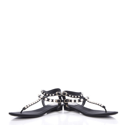 Chanel Lambskin Pearl Thong Sandals 38 Black 18 of 24