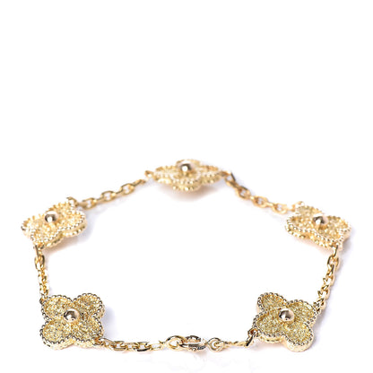 Van Cleef & Arpels 18K Yellow Gold 5 Motifs Vintage Alhambra Bracelet 3 of 6