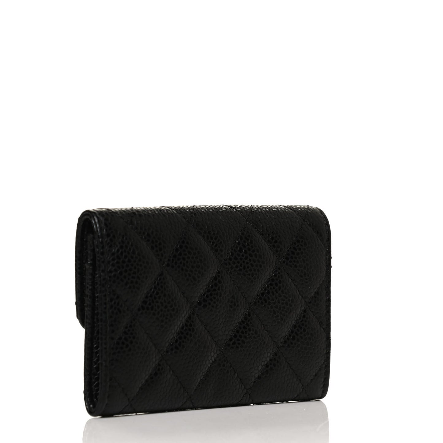 Caviar Quilted Flap Card Holder Black