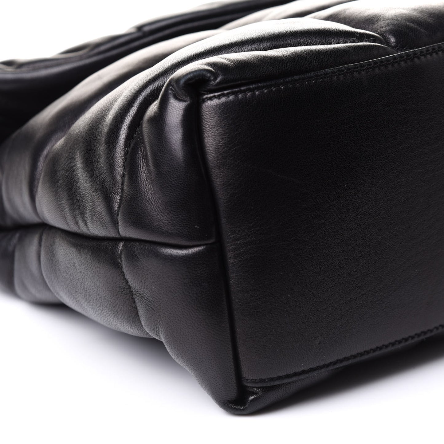 Calfskin Quilted Medium Loulou Puffer Monogram Chain Satchel Black