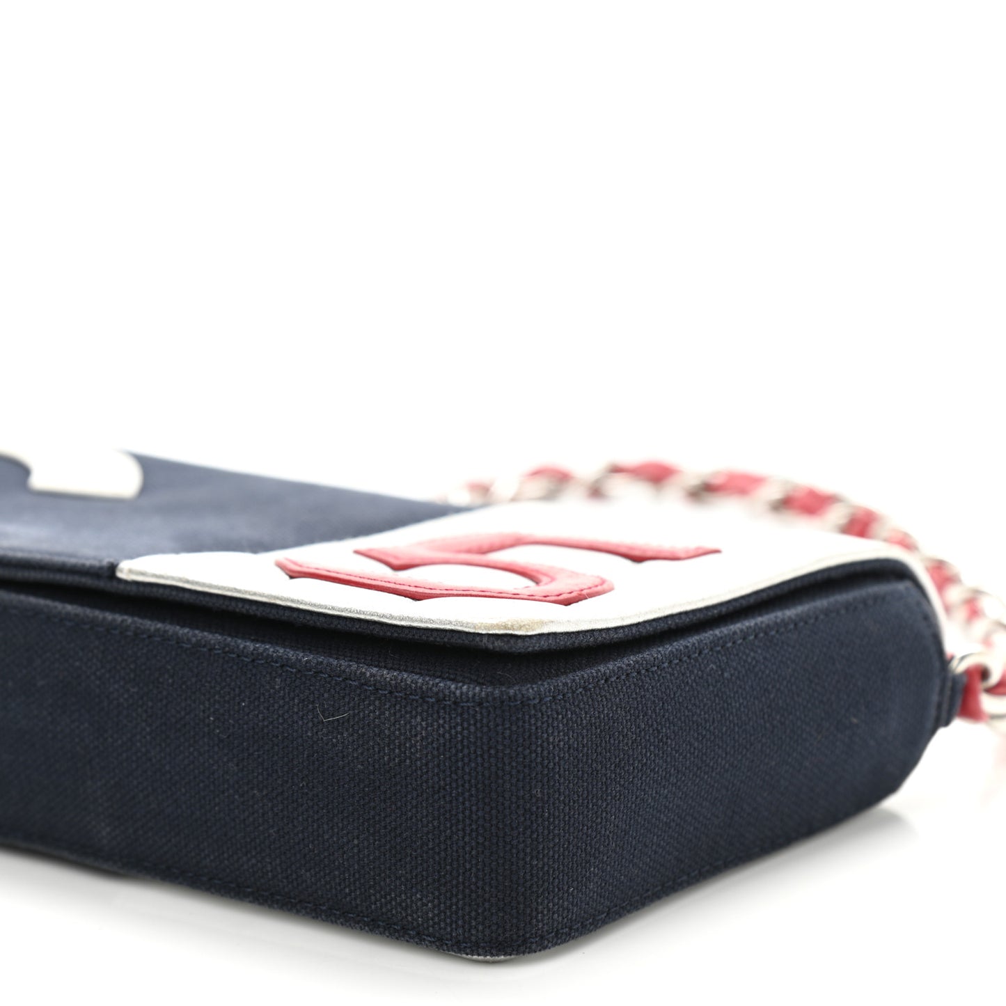Canvas Metallic Lambskin Chocolate Bar N°5 Bag Navy Blue