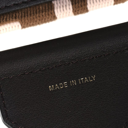 Fendi Ribbon Vitello Century FF 1974 Embroidered Adjustable Strap You Fango Rosa Confetto Chocolate 4 of 4