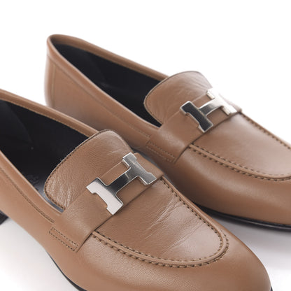 Hermes Goatskin Womens Paris Loafers 36.5 Etoupe 11 of 12