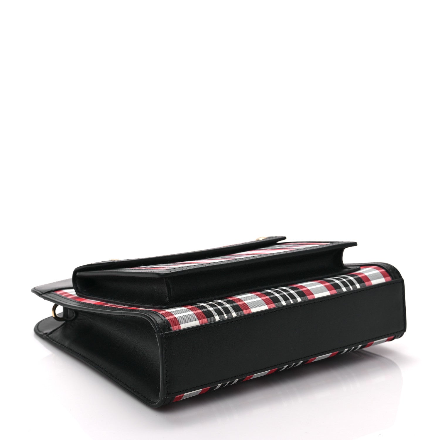 Burberry Calfskin Nylon Tartan Mini Pocket Bag Bright Red 4 of 8